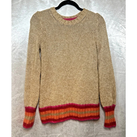 Gap Alpaca Wool Blend Chunky Fuzzy Knit Sweater Womens Sz‎ Xs Oversized Rainbow - Picture 1 of 8